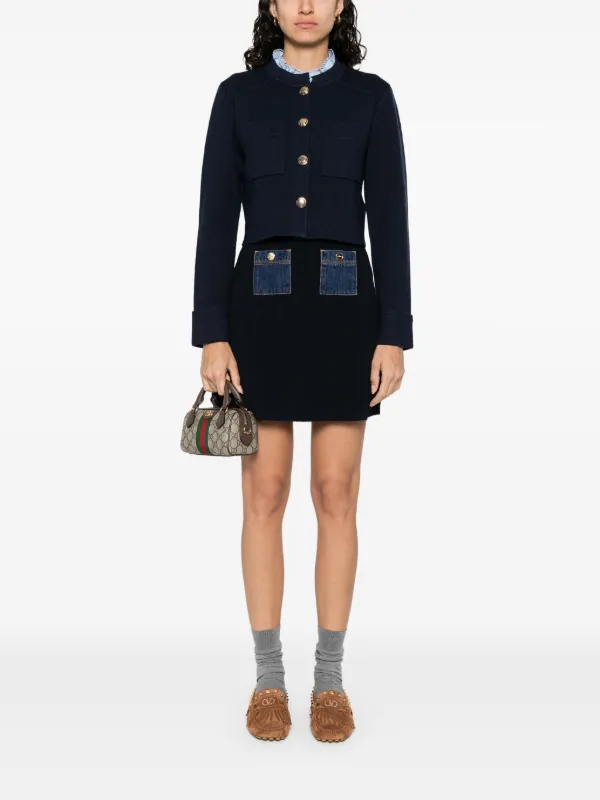 SANDRO サンドロ　デニム　ニット　カーディガン ☆SANDRO☆デニム ディテール テリー ニット カーディガン