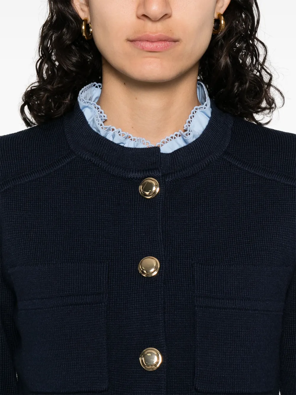 SANDRO Gebreid vest Blauw