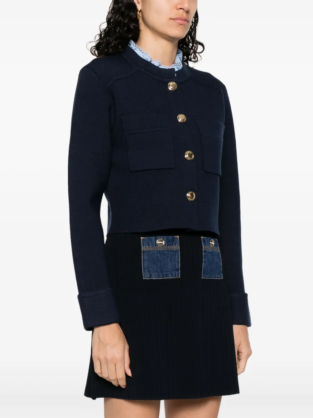 SANDRO Gebreid vest Blauw