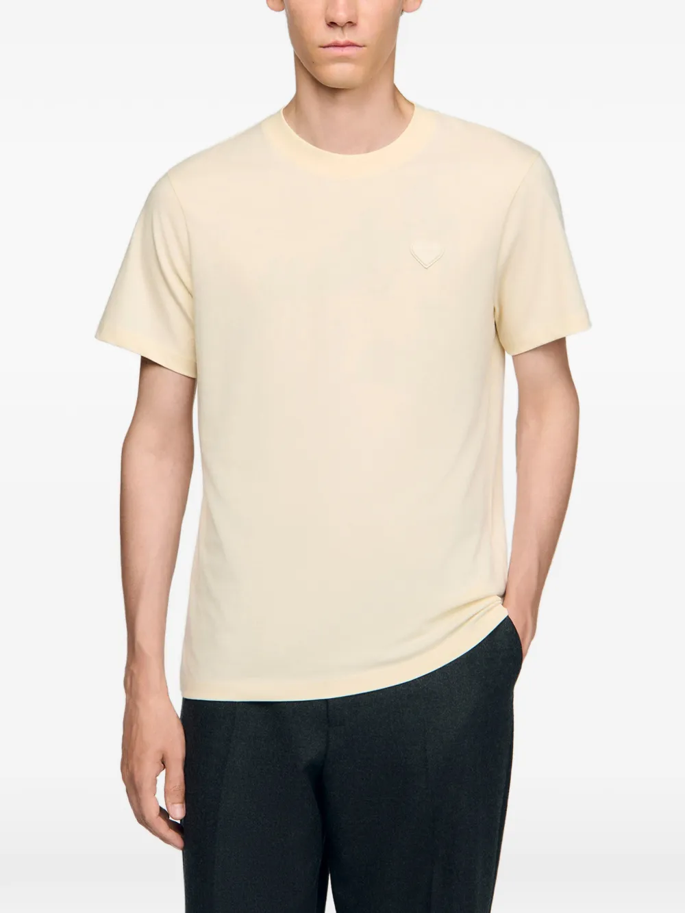 SANDRO T-shirt met hartprint Geel