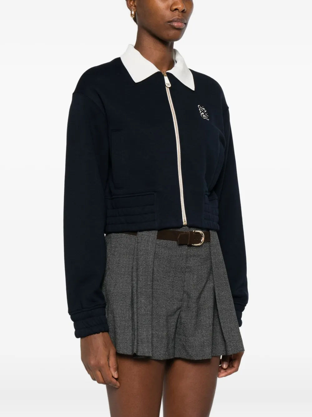 SANDRO Sweater met borduurwerk en rits Blauw