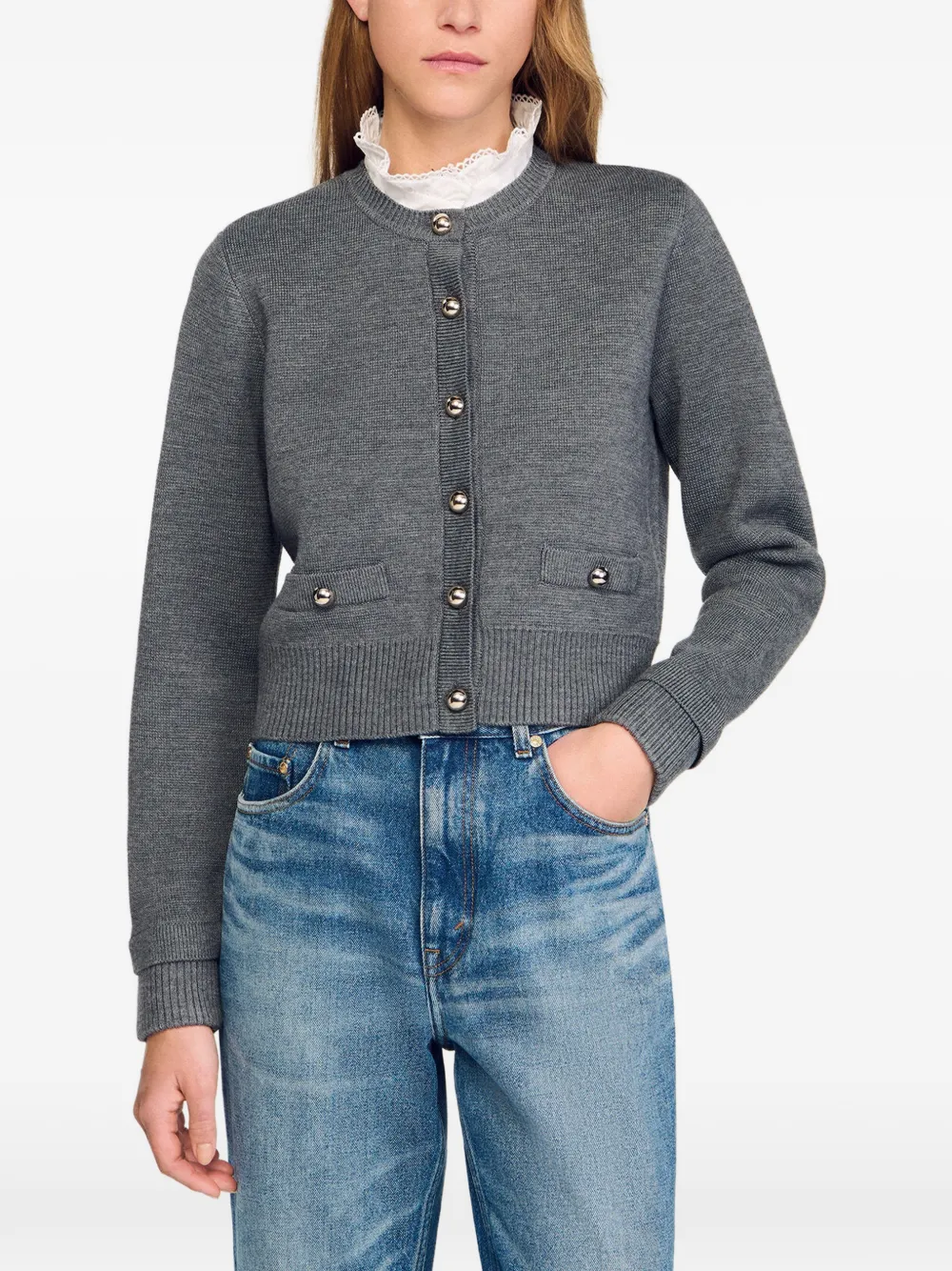 SANDRO ニット カーディガン | グレー | FARFETCH JP