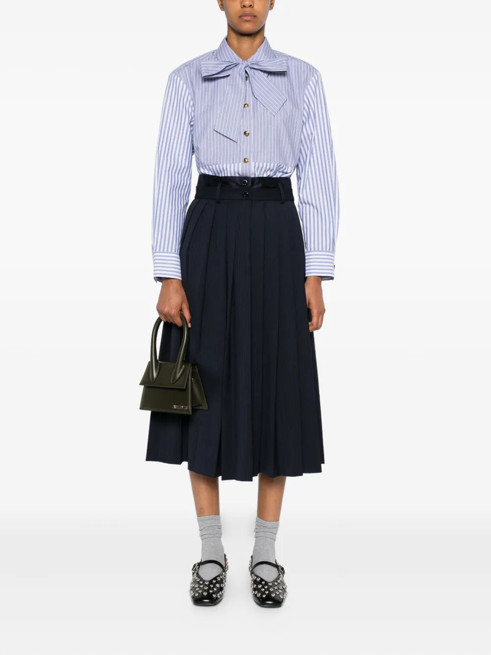 SANDRO Gestreepte blouse met gestrikte hals - Blauw