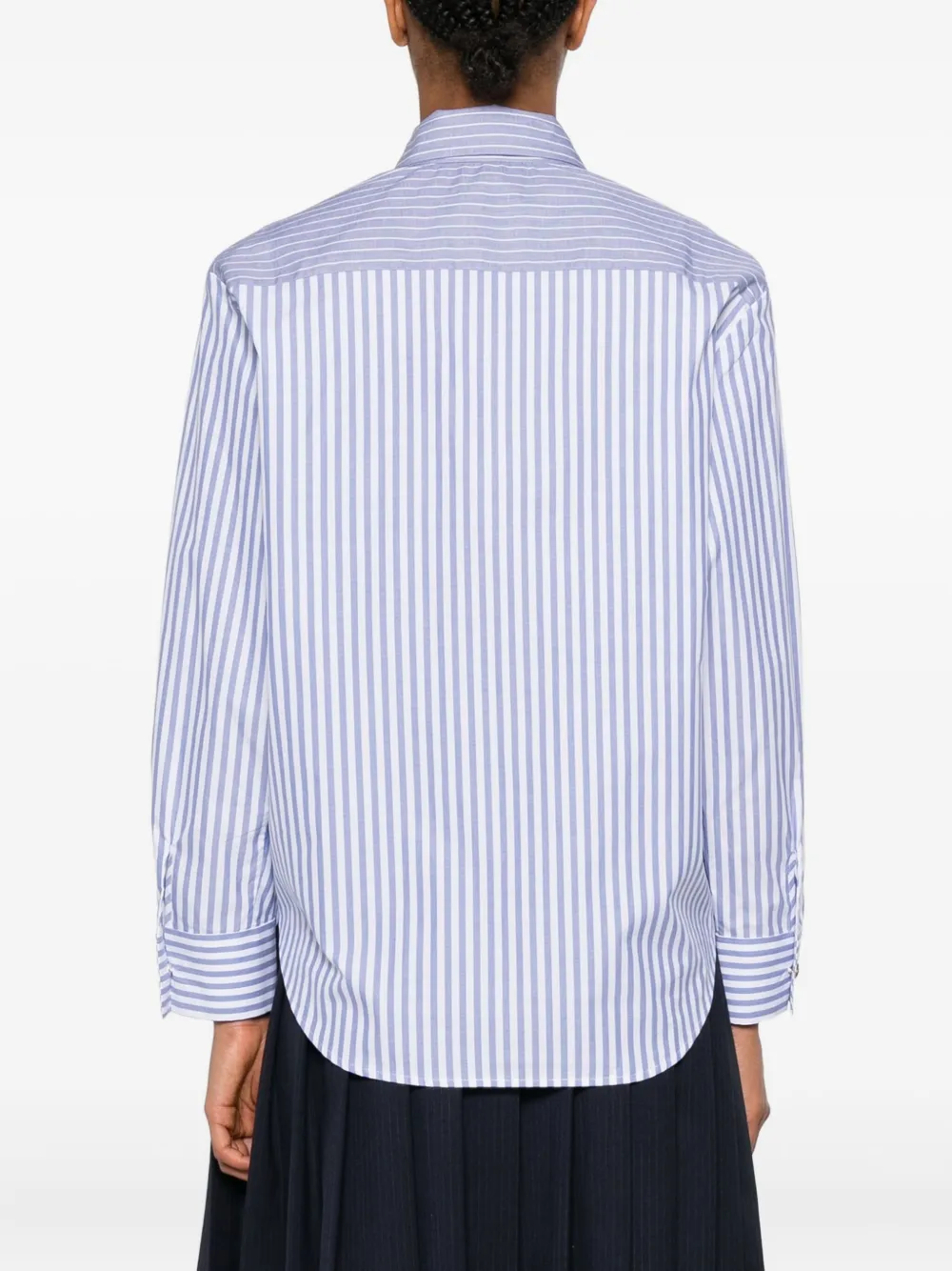 SANDRO Gestreepte blouse met gestrikte hals Blauw