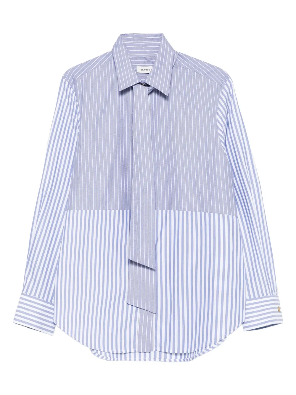 SANDRO camisa con motivo de rayas y moño en el cuello | azul | Image 1