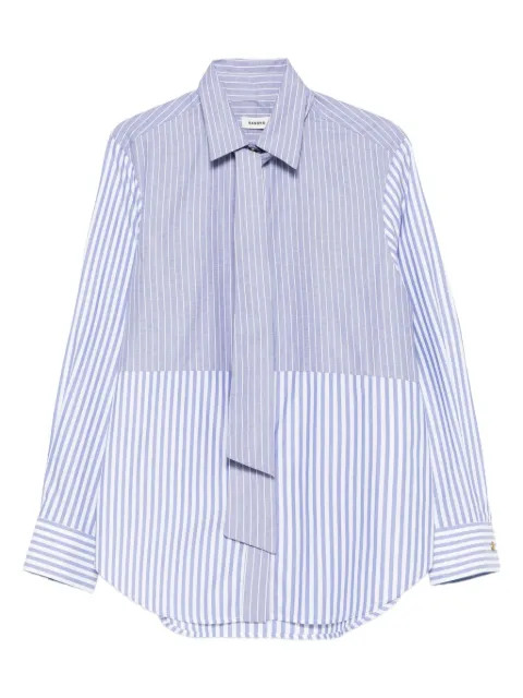 SANDRO striped tie-neck shirt