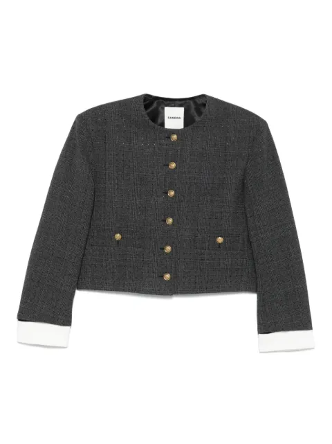 SANDRO check-print cropped jacket