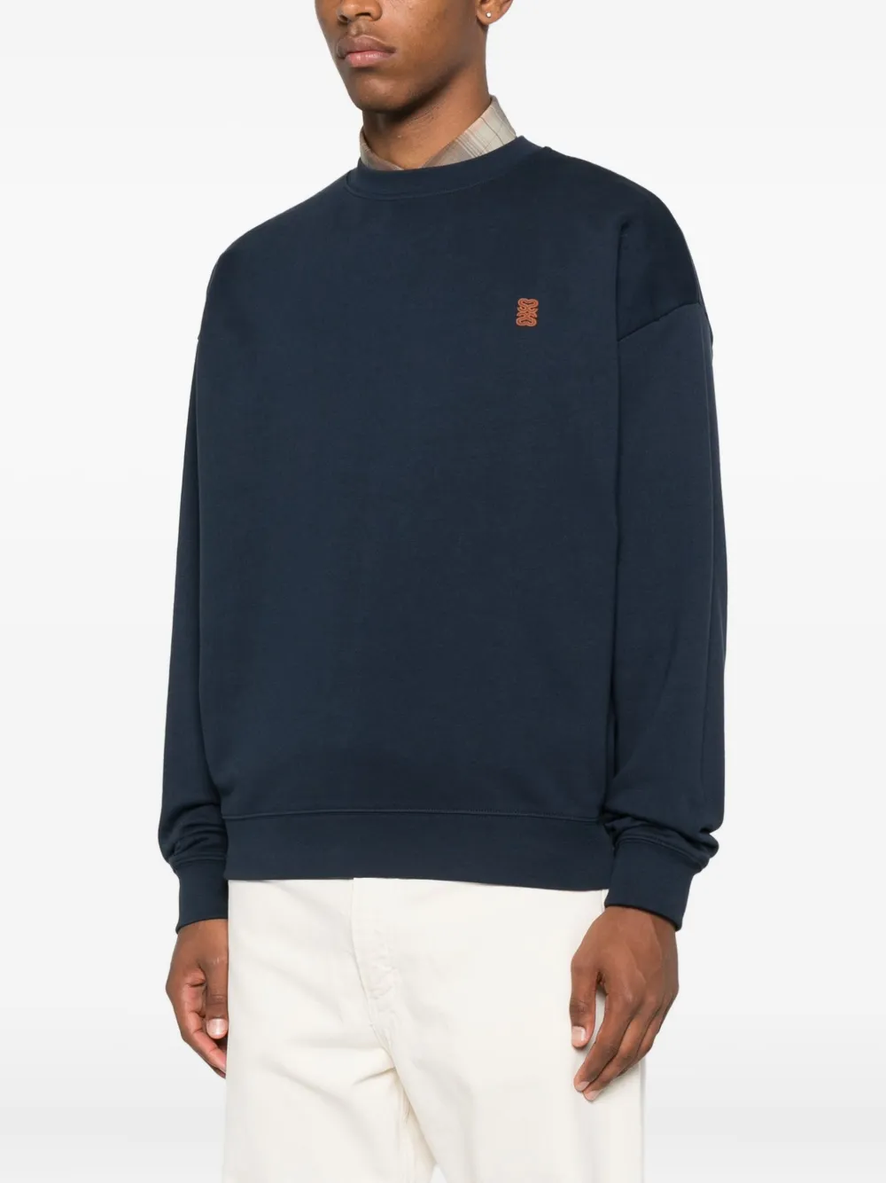 SANDRO logo-appliqué crew-neck sweatshirt Blauw