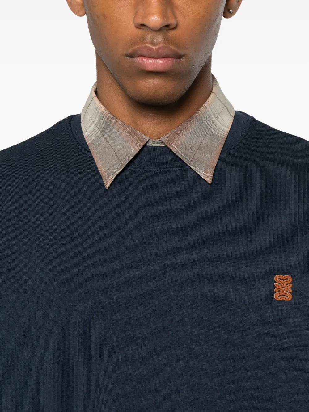SANDRO logo-appliqué crew-neck sweatshirt Blauw
