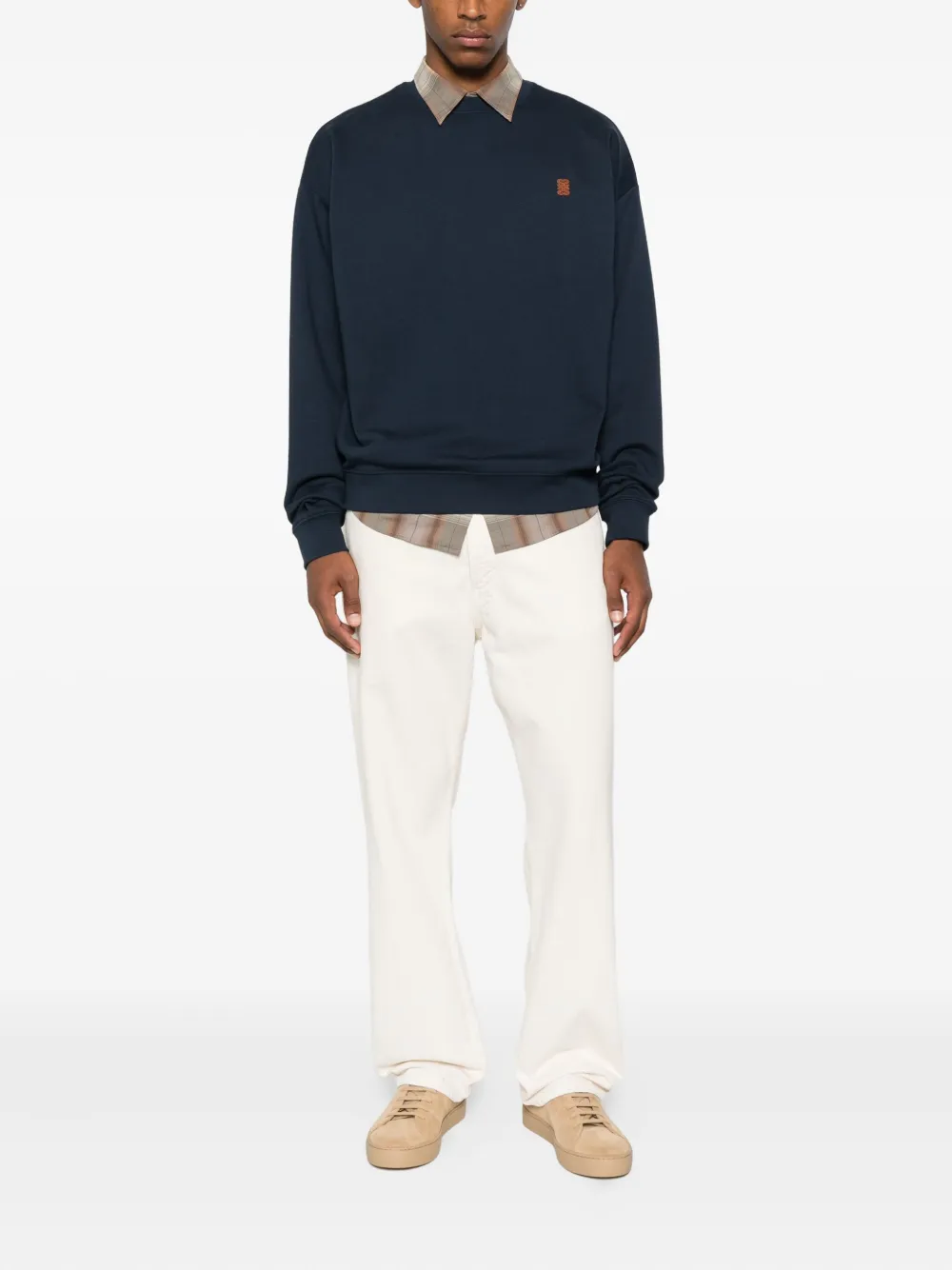 SANDRO logo-appliqué crew-neck sweatshirt Blauw