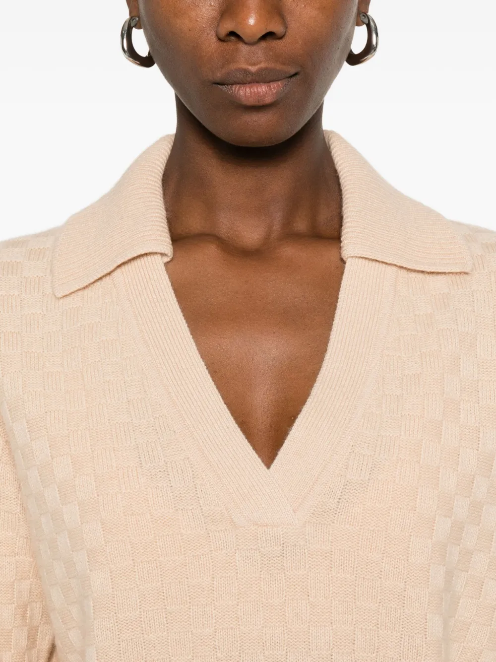 SANDRO Trui met textuur en V-hals Beige