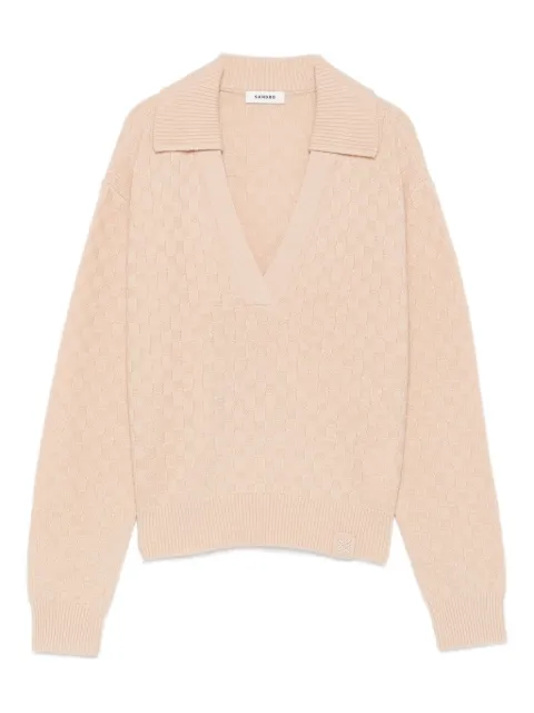 SANDRO textured V-neck sweater 