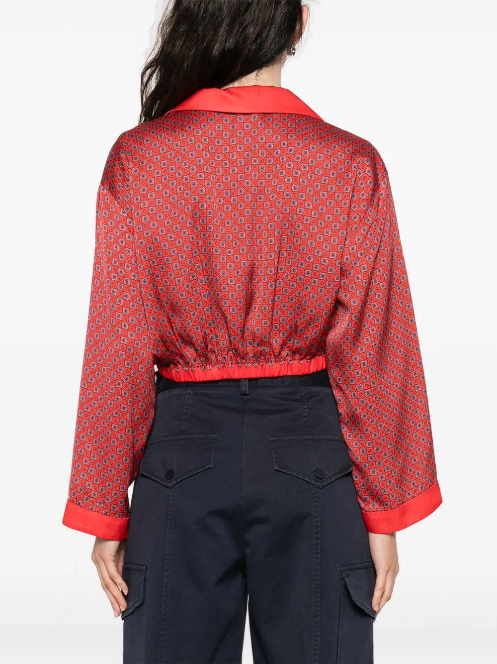 SANDRO Cropped blouse met print Rood