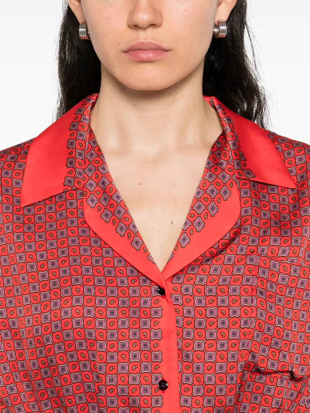 SANDRO Cropped blouse met print Rood