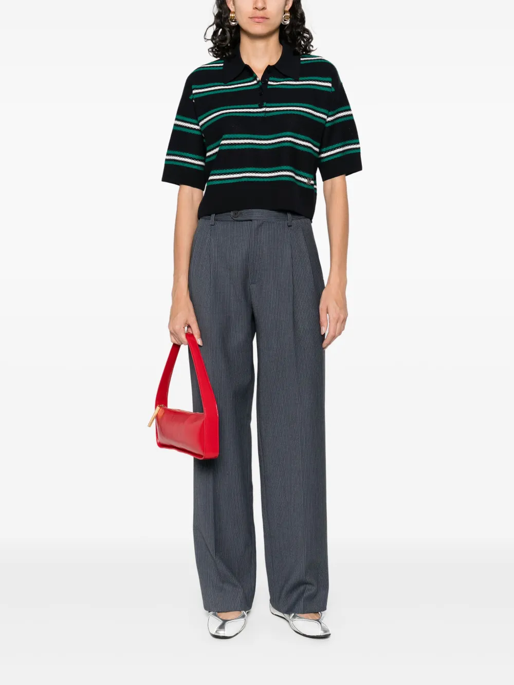 SANDRO Gestreepte polotop Blauw