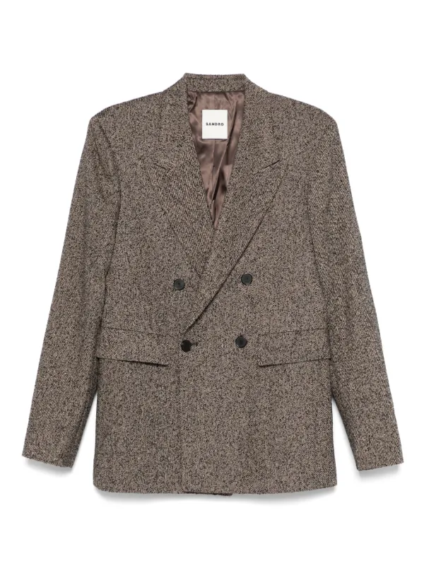 SANDRO Blazer à Simple Boutonnage Marron FARFETCH FR