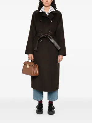 Sandro プリーツコート sandro】サンドロ バック プリーツ ウエストベルト付き コート