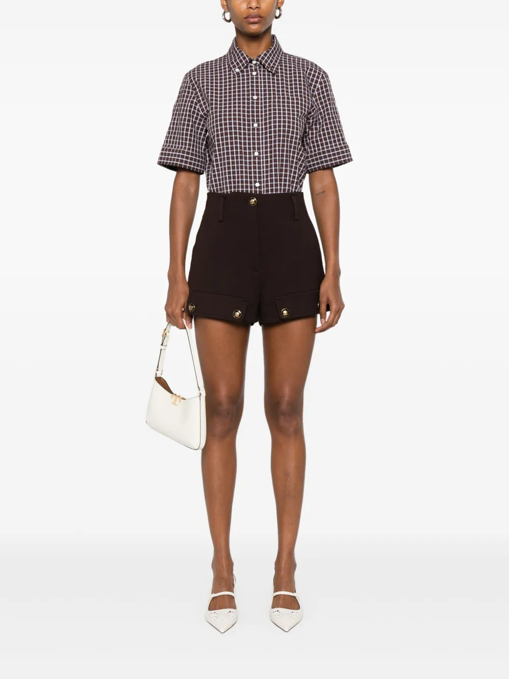 SANDRO Geruit shirt Bruin