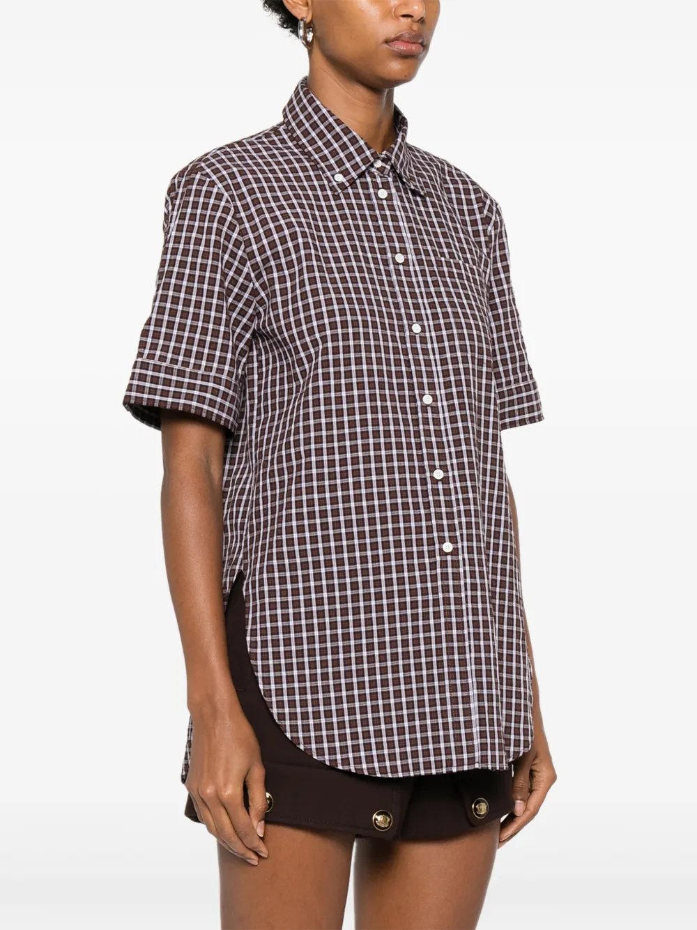 SANDRO Geruit shirt Bruin