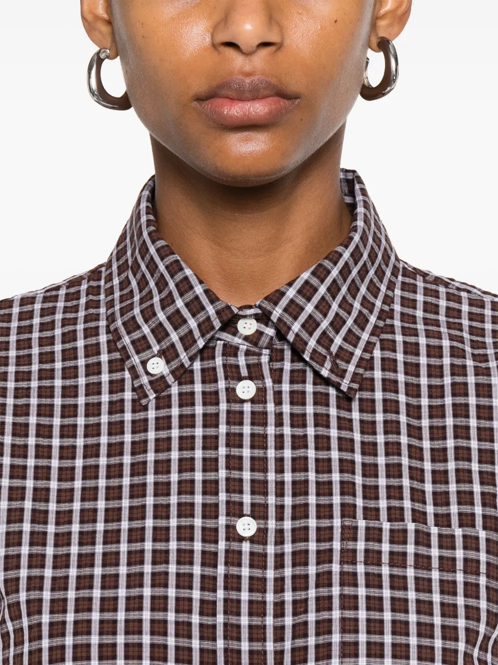 SANDRO Geruit shirt Bruin