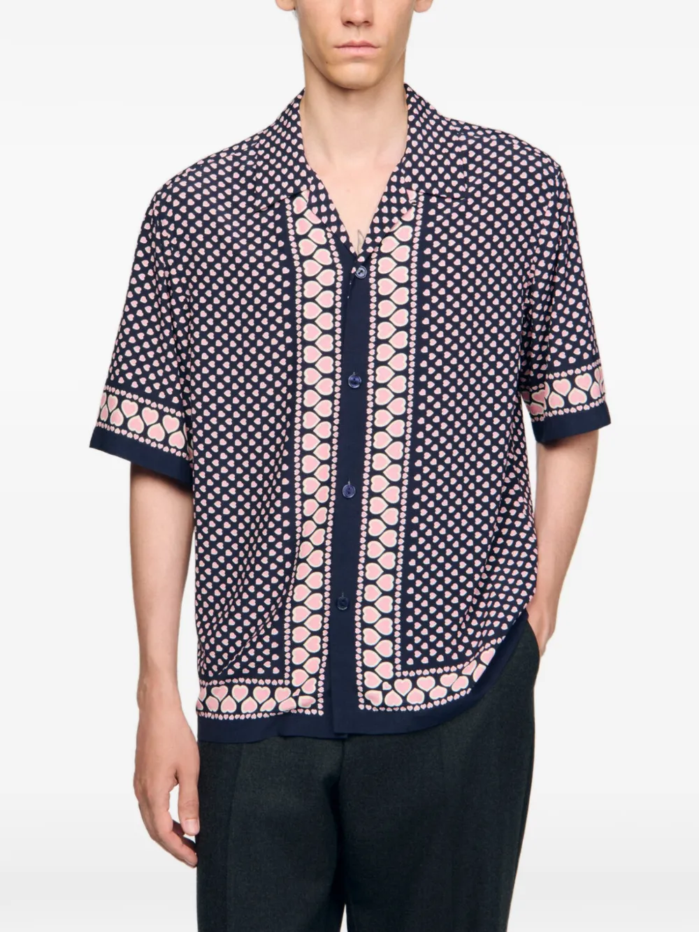 SANDRO T-shirt con stampa a cuore - Blu
