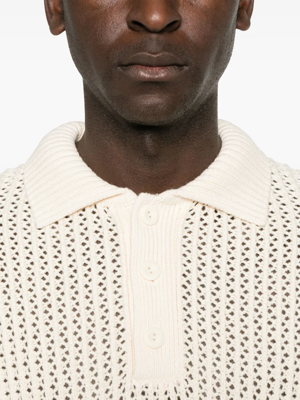 SANDRO Opengebreid poloshirt Beige