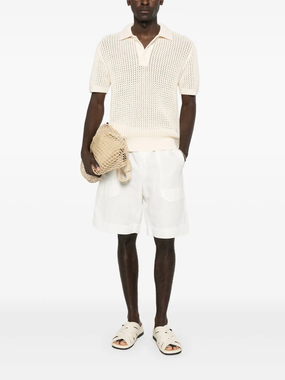 SANDRO Opengebreid poloshirt - Beige