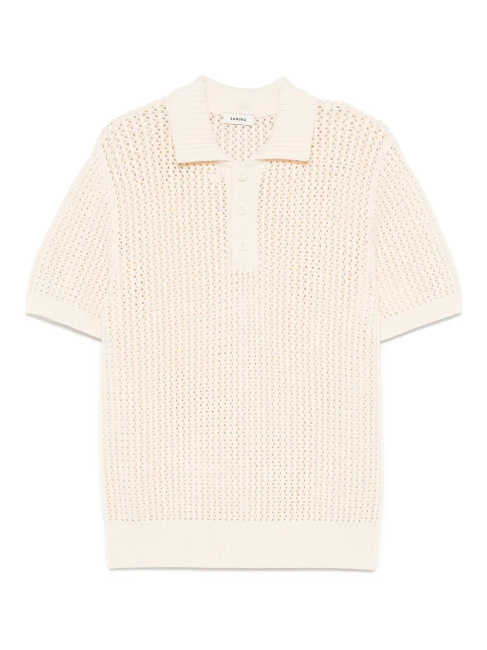 SANDRO Opengebreid poloshirt Beige