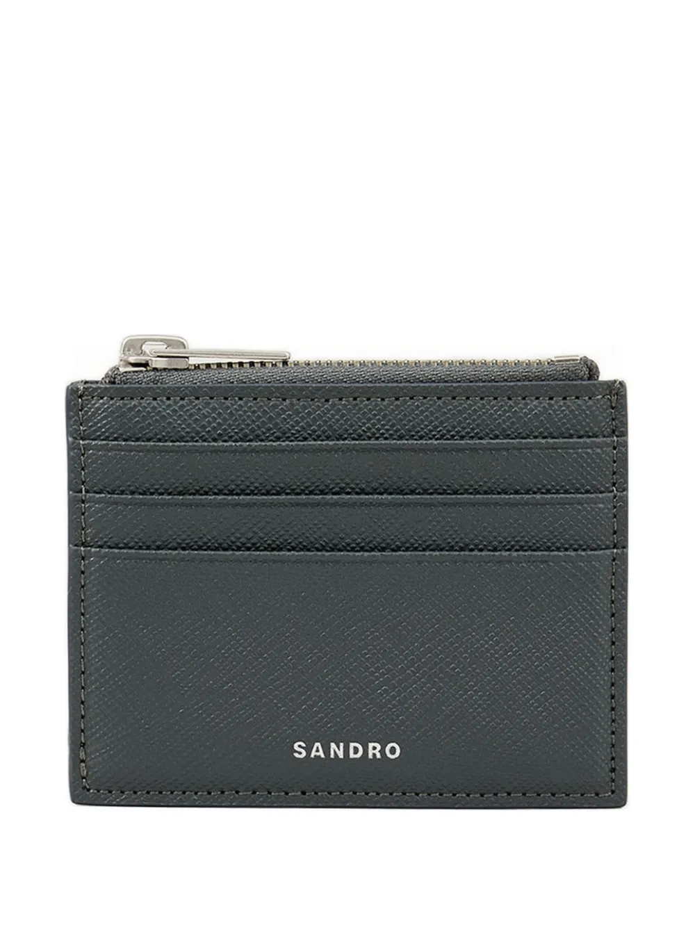 SANDRO textured zipped cardholder Grijs
