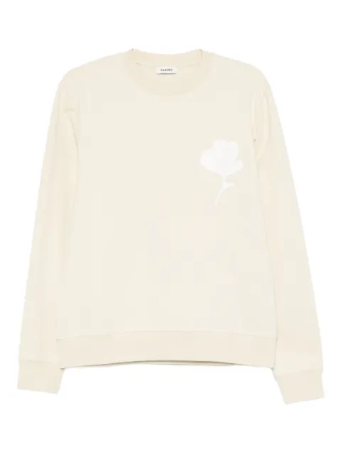 SANDRO flower-appliqué cotton sweatshirt
