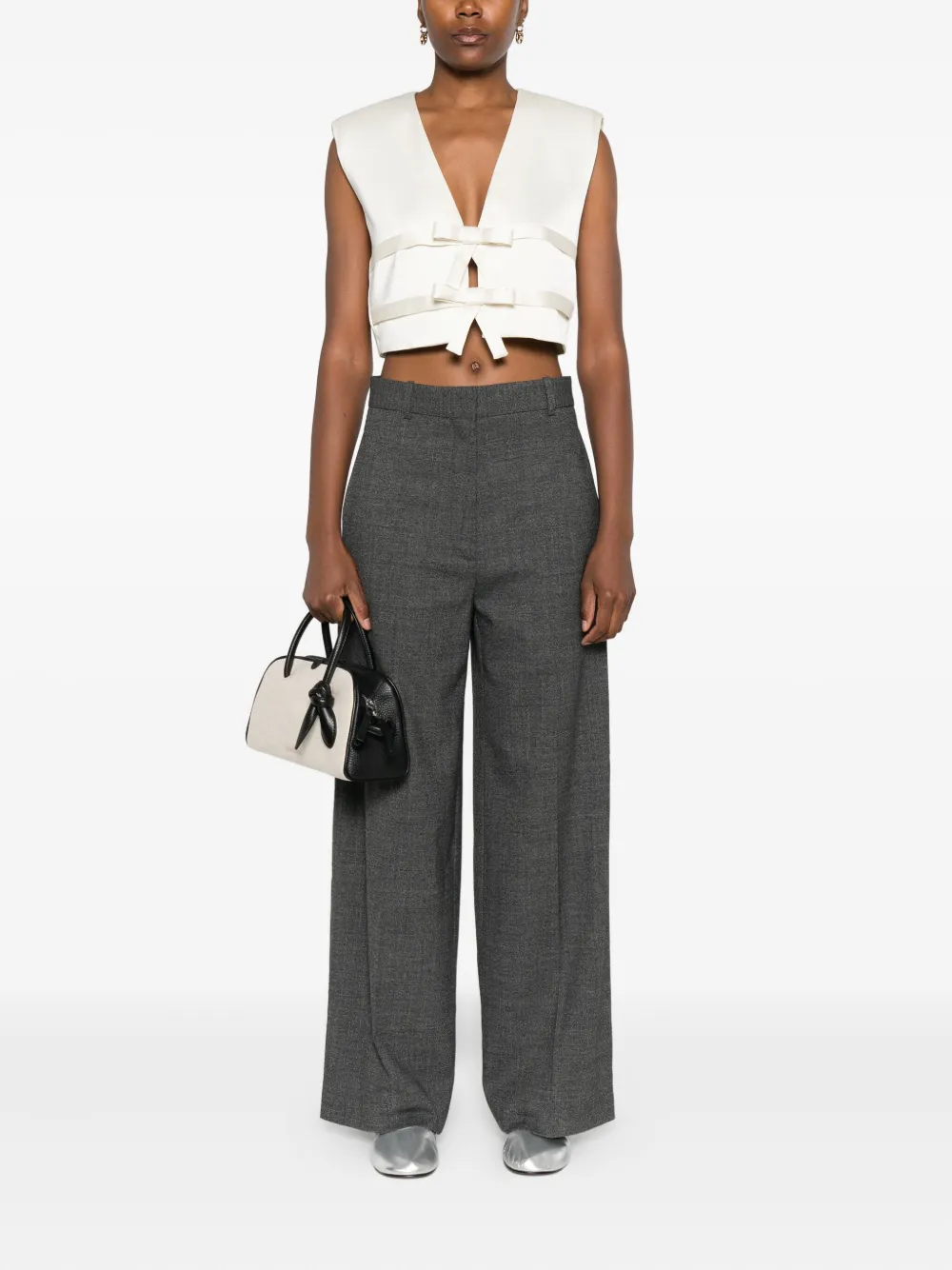 SANDRO Mouwloze top met strikdetail - Beige