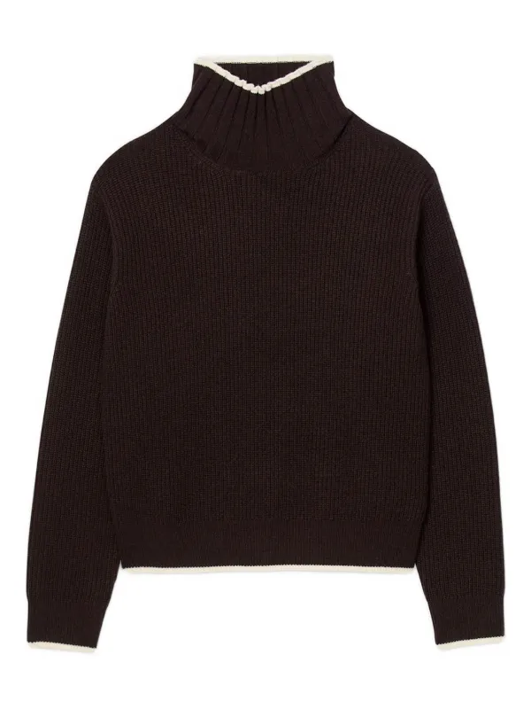 SANDRO Gerüschter Rollkragenpullover Braun FARFETCH AT