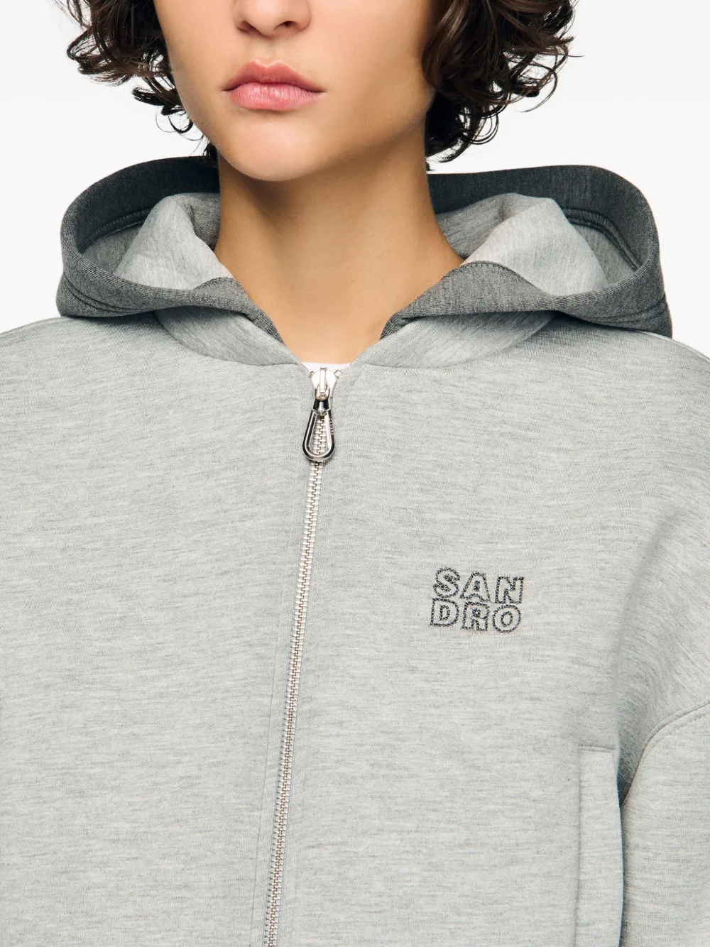 SANDRO Hoodie met rits Grijs