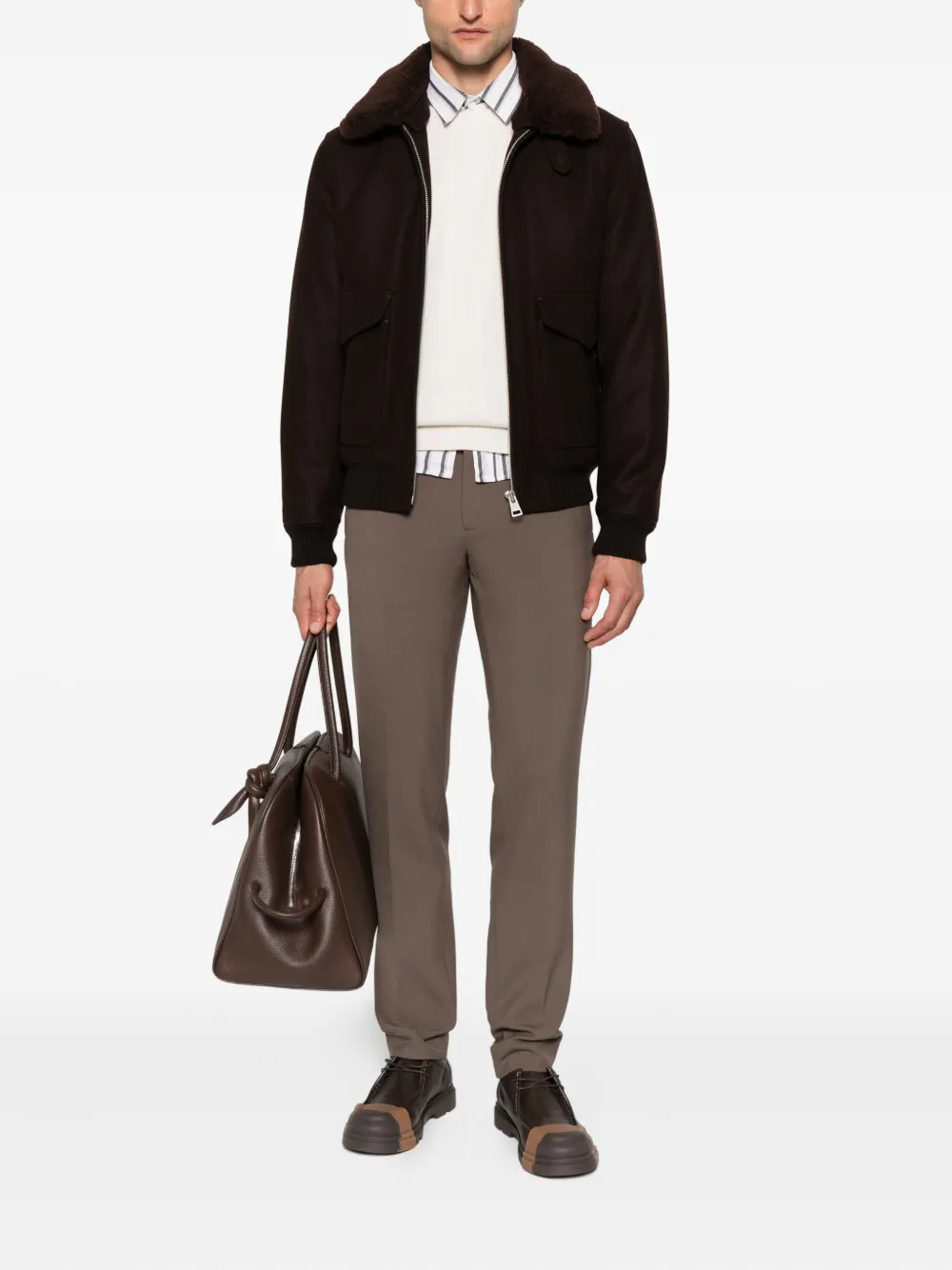 SANDRO Straight broek - Bruin