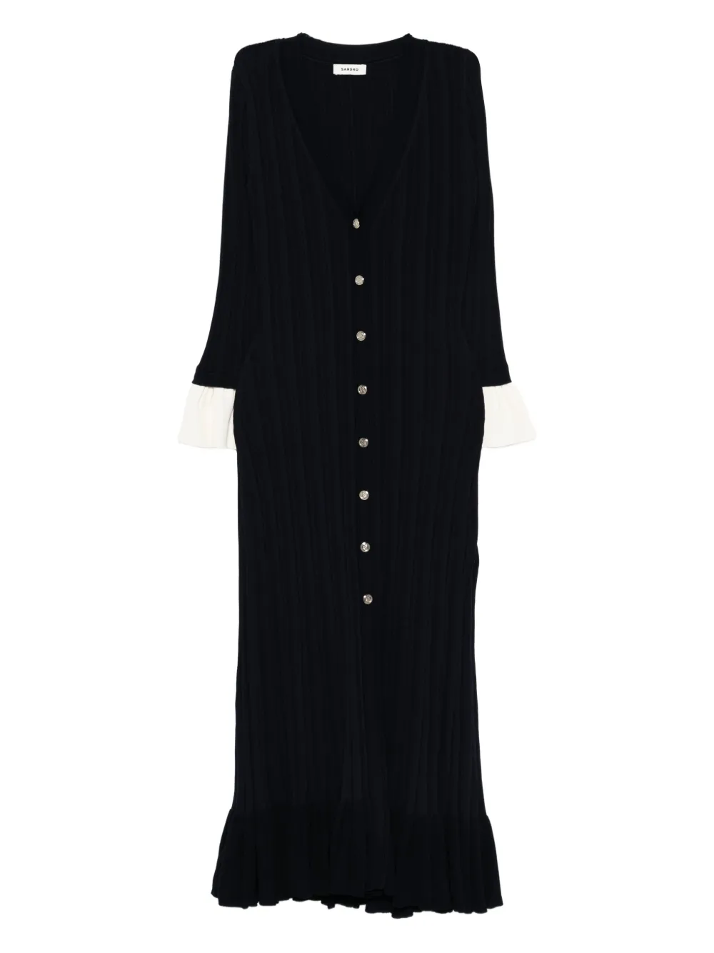 SANDRO ruffled button-placket midi dress | Blue | Image 1
