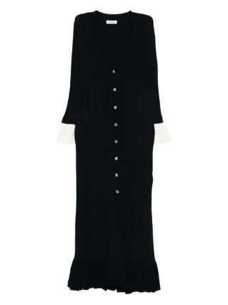 SANDRO two-tone Knit Midi Dress | Blue