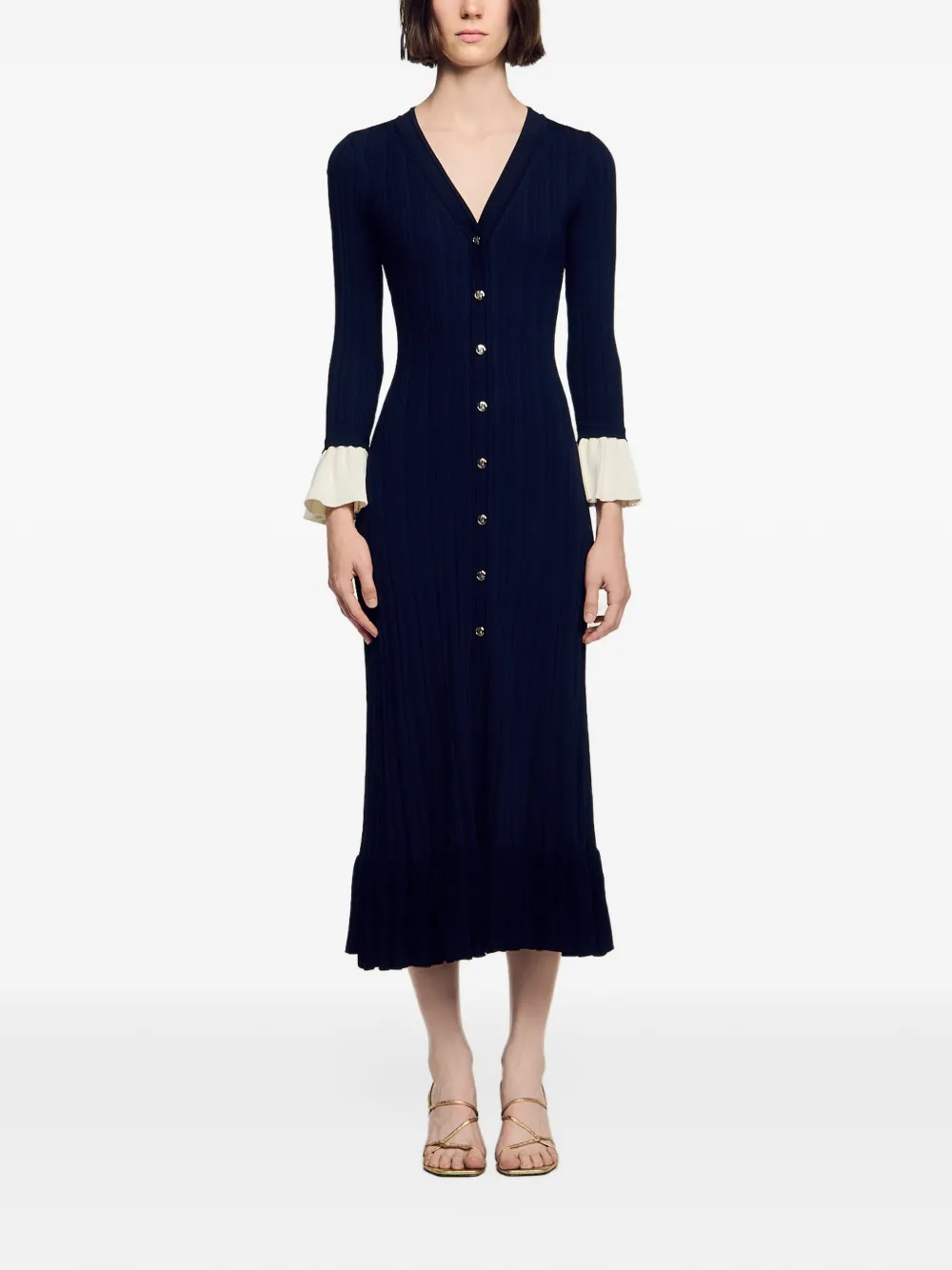 SANDRO Abito midi con ruches - Blu