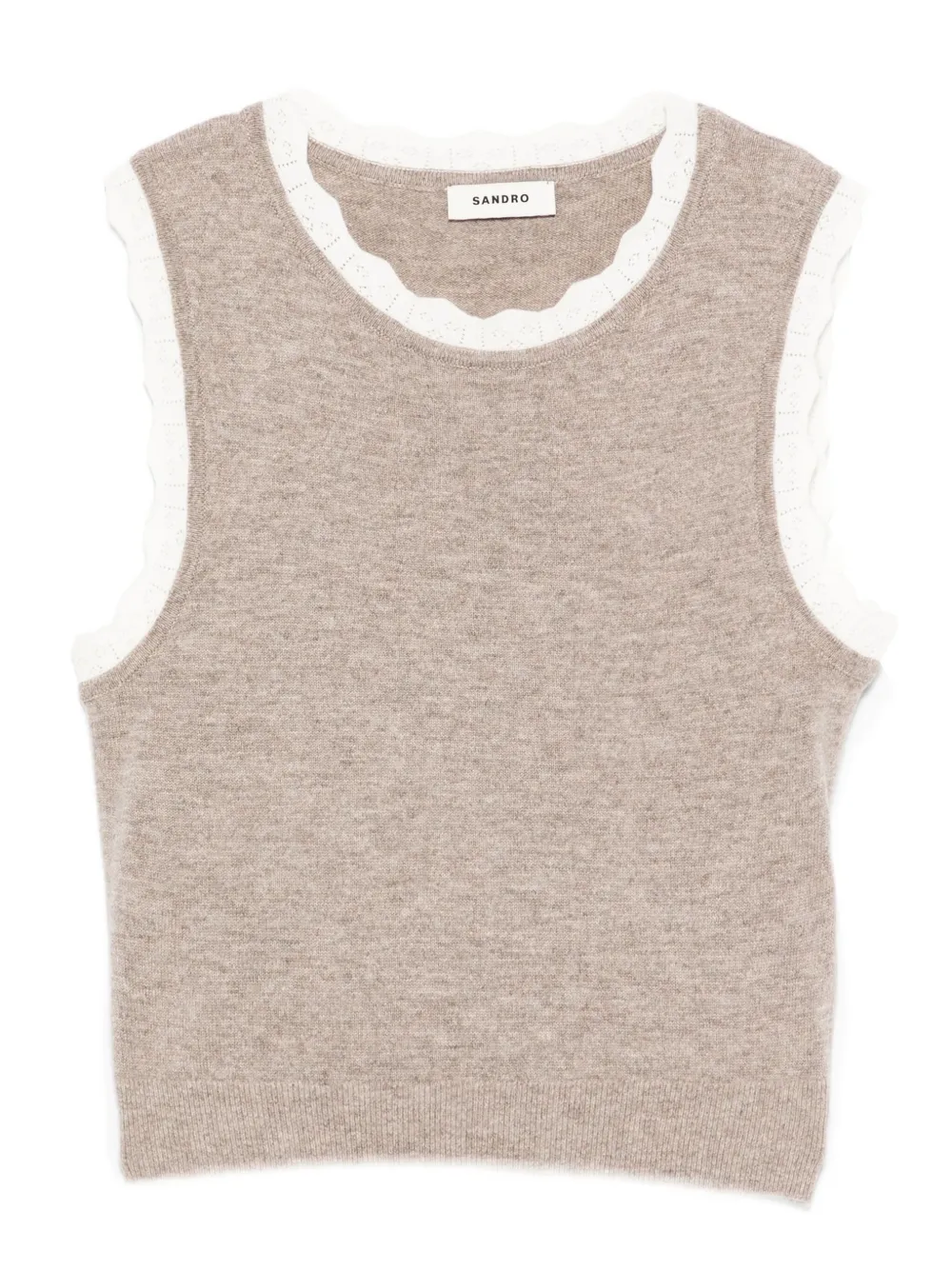 SANDRO scalloped-trim sleeveless top | Neutrals | Image 1