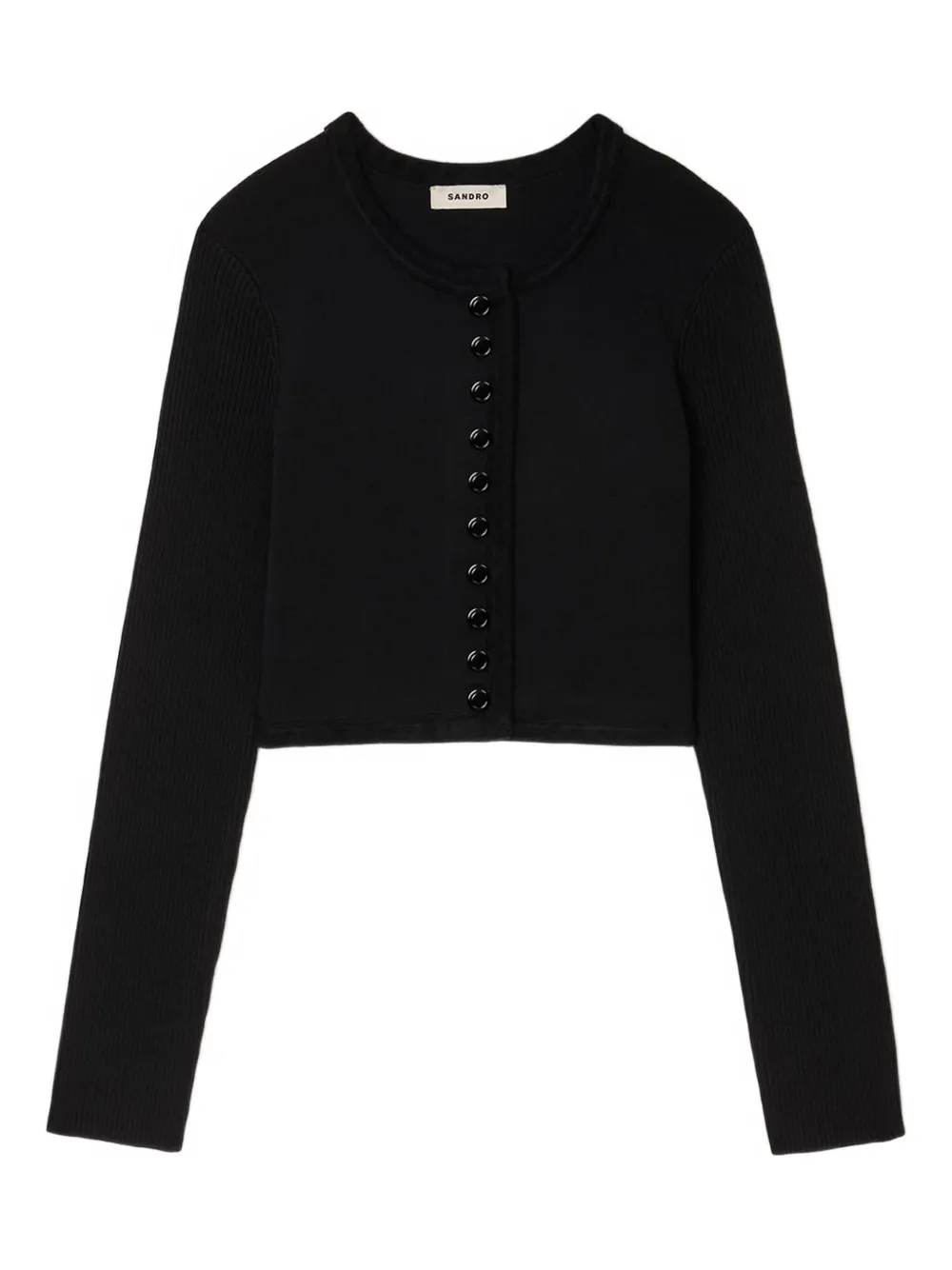 SANDRO Geribbeld vest met knoop Zwart