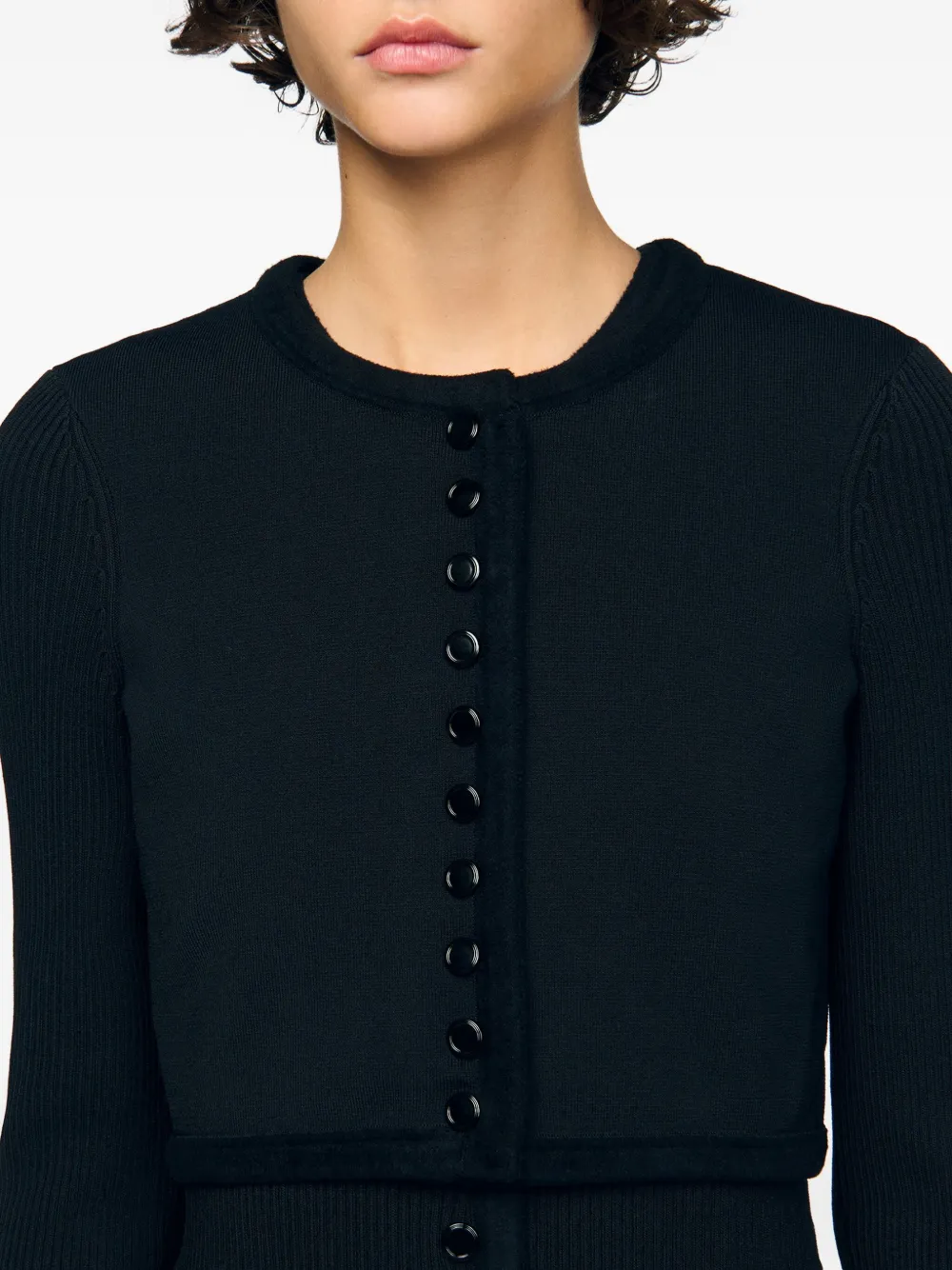 SANDRO Geribbeld vest met knoop Zwart