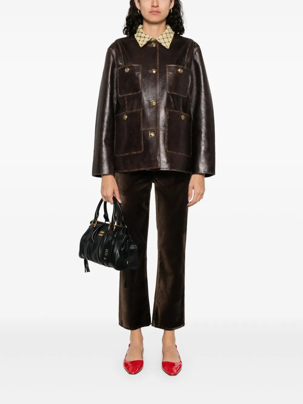Sandro Klassische Lederjacke In Brown
