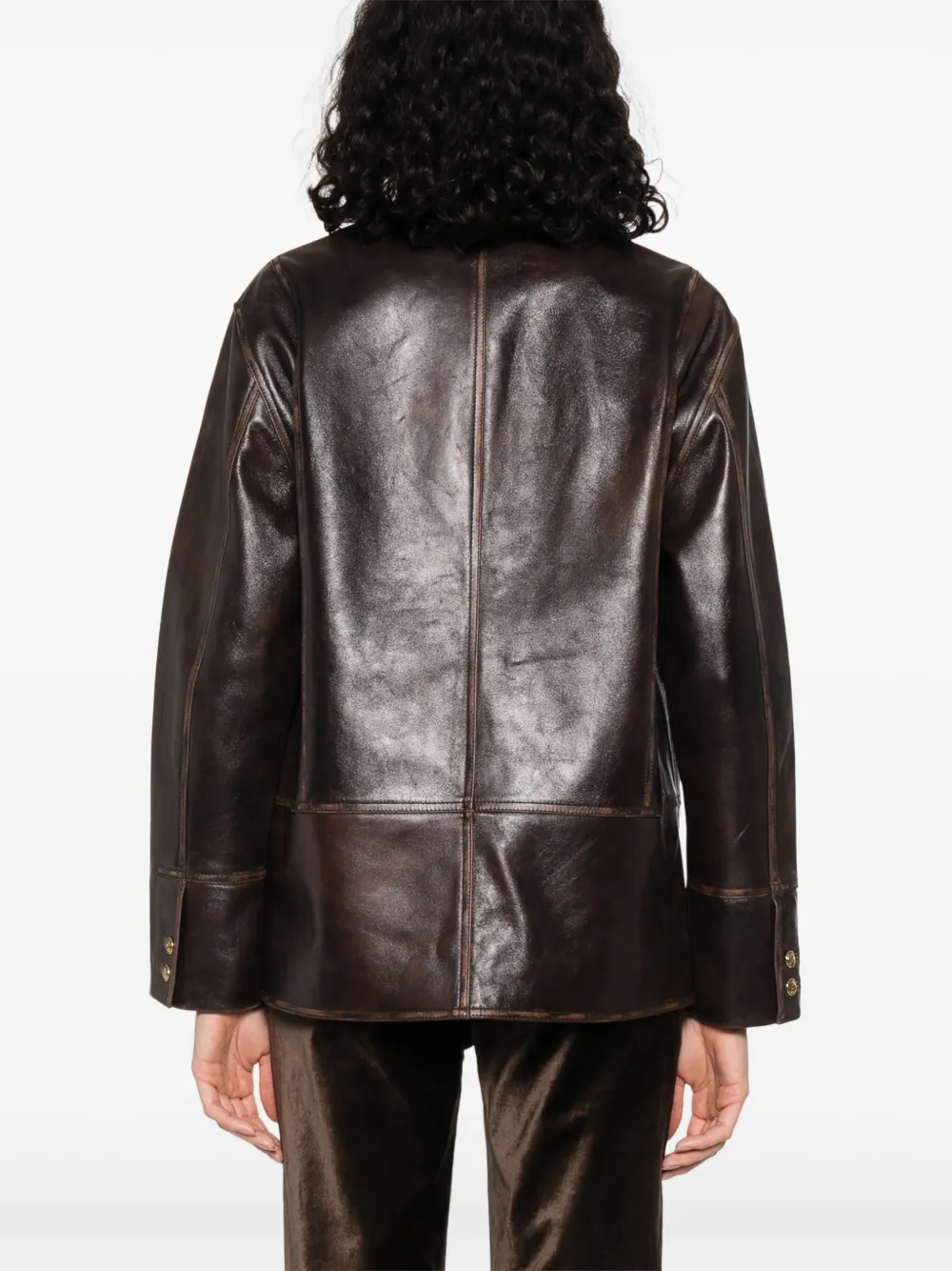 Sandro Klassische Lederjacke In Brown