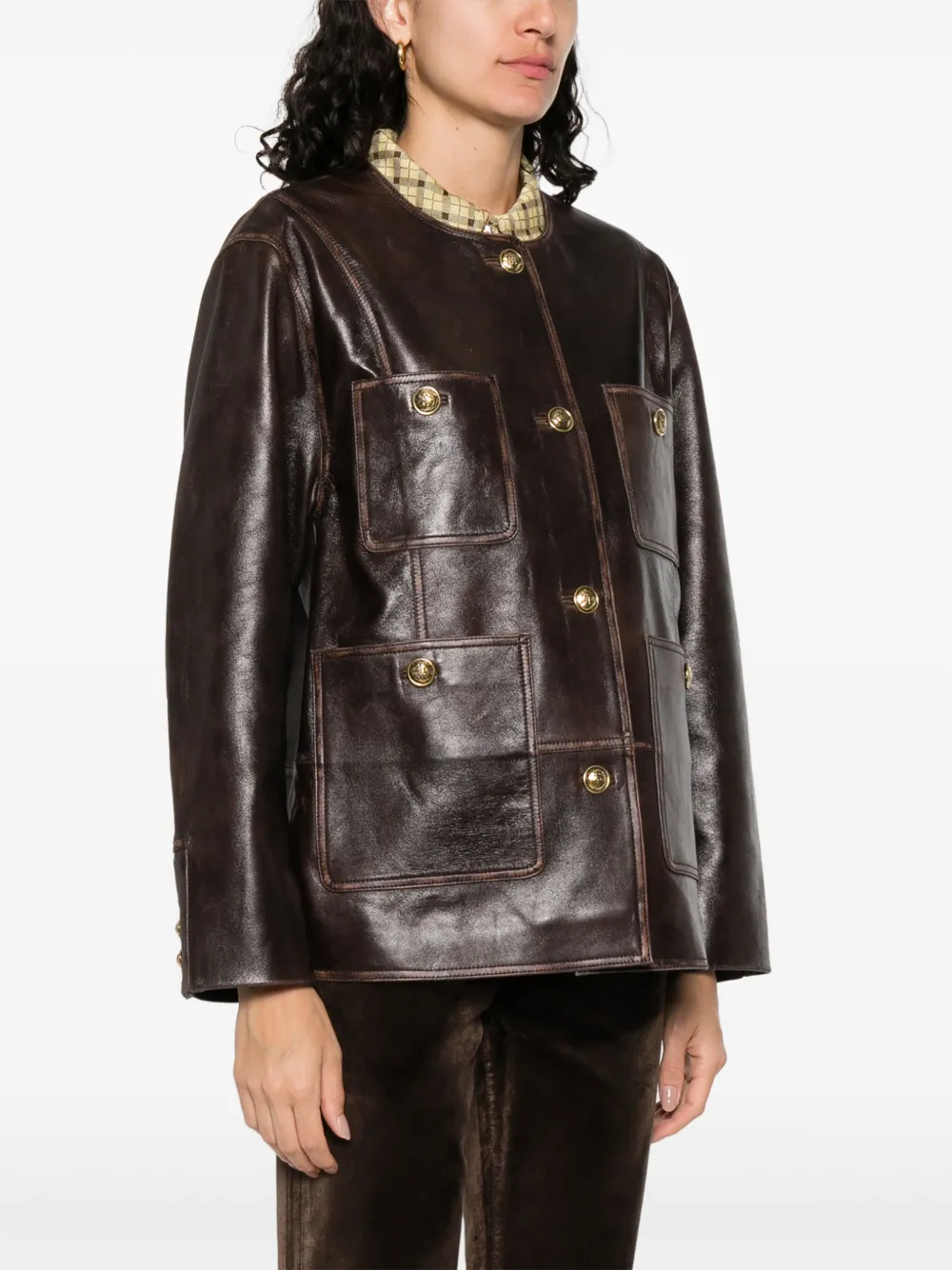 Sandro Klassische Lederjacke In Brown