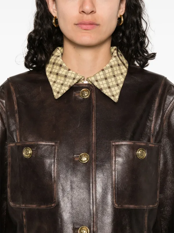 sandro サンドロ　本革　ジャケット　ブラック　ブラウン　レディース SANDRO レザージャケット | ブラウン | FARFETCH JP