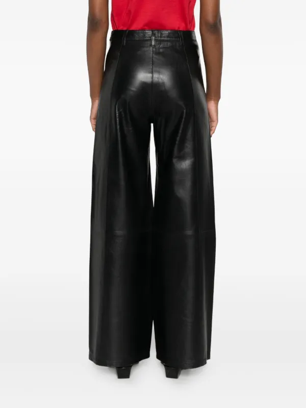 Pantalon En Cuir D'agneau SANDRO - Taille 36 - Style Motard - Occasion Très Bon état