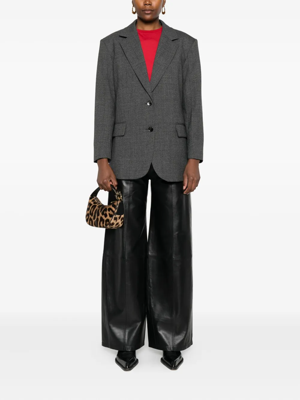 SANDRO Leren broek - Zwart