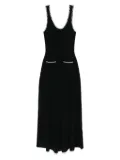SANDRO faux-pearl embellished midi dress - Black