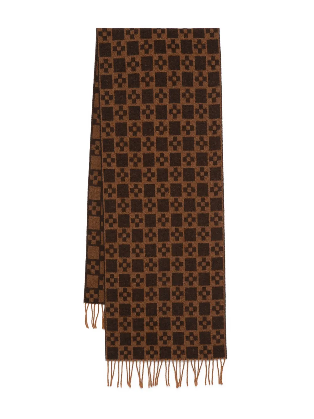 SANDRO geometric-pattern wool scarf | Brown | Image 1