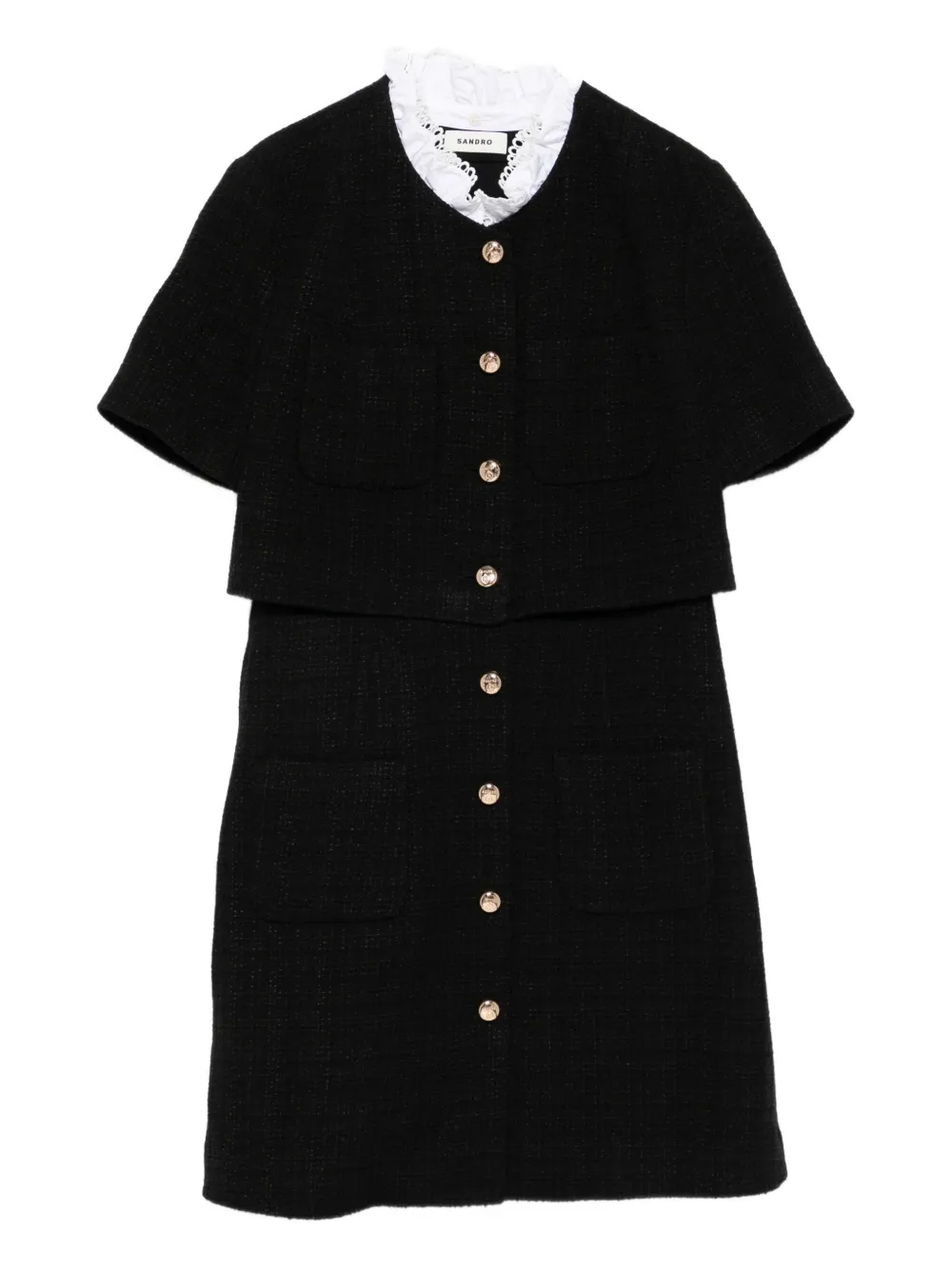 SANDRO button-detailed tweed mini dress | Black | Image 1