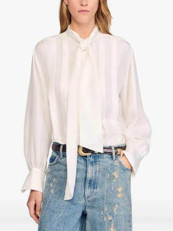 SANDRO Chemise En Soie Blanc FARFETCH FR